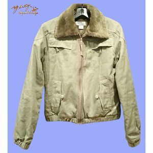Yag original design Streetwear Faux Fur Collar/Lining Denim Jacket L